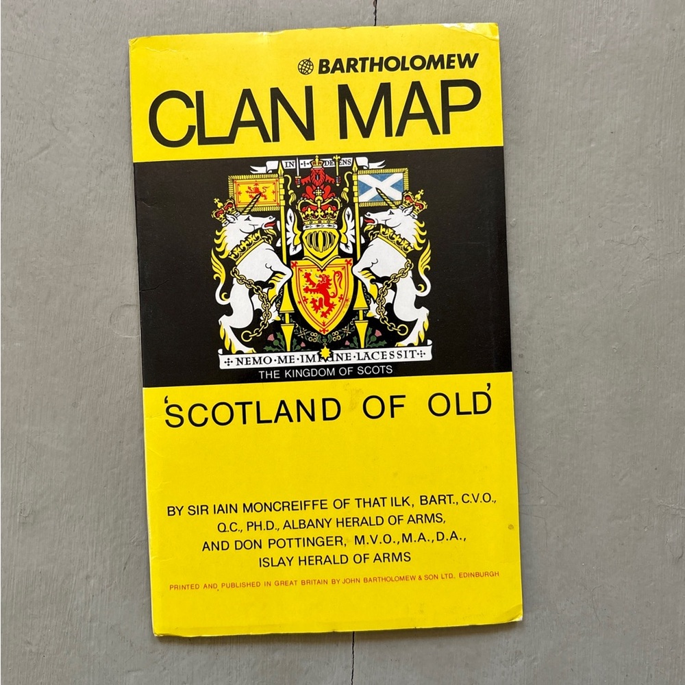 Bartholomew Clan Map Scotland of Old Tartan Plaid Vintage Scottish Chiefs - Picture 1 of 10